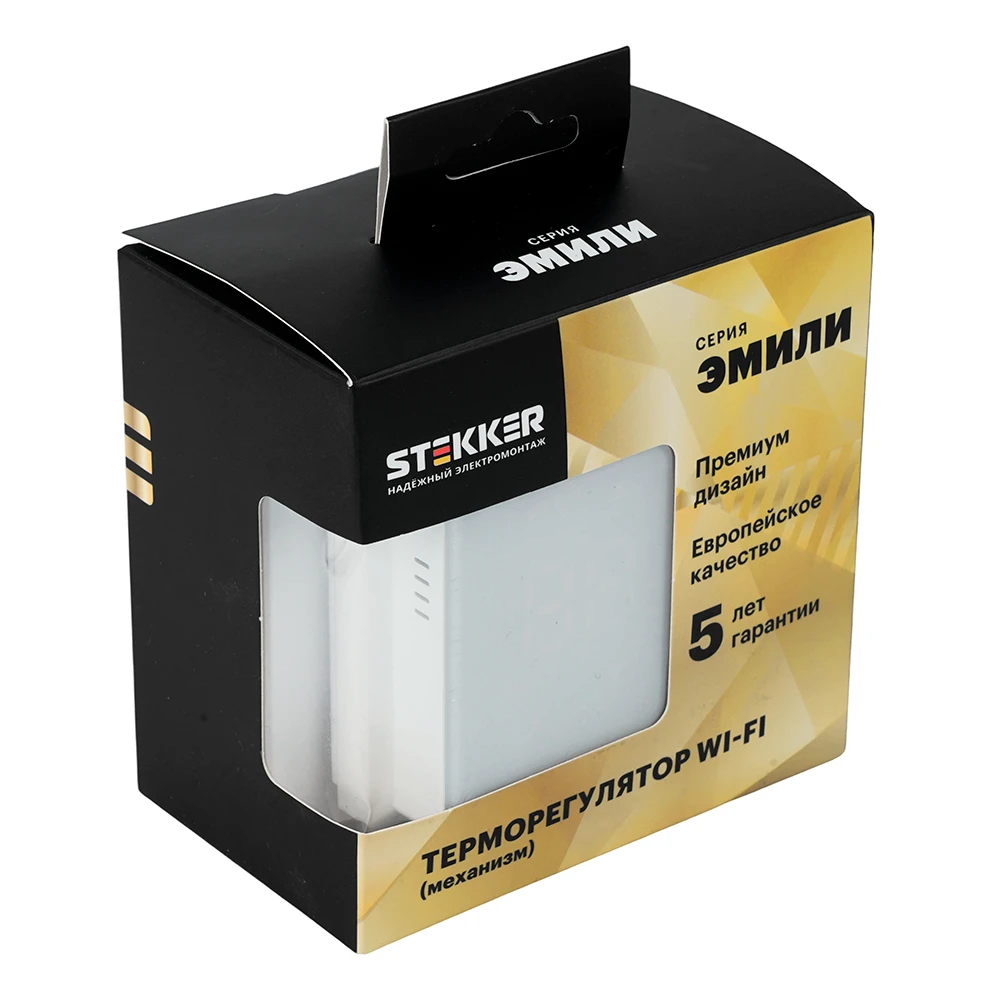 Терморегулятор Wi-Fi (механизм), STEKKER, 250В, 3500Вт, серия Эмили, RSW00-5119-01, белый фарфор, soft touch 50376 6