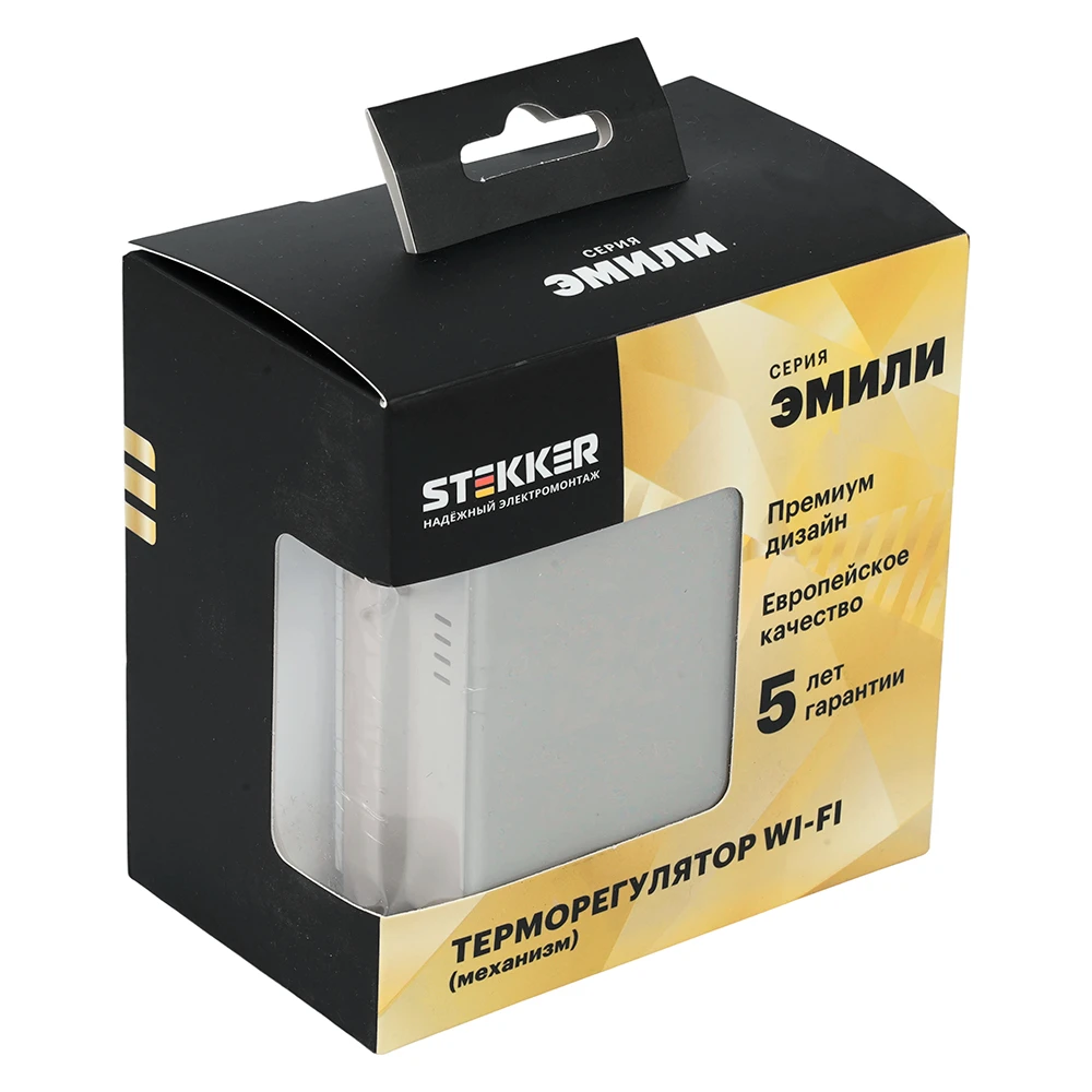 Терморегулятор Wi-Fi (механизм), STEKKER, 250В, 3500Вт, серия Эмили, RSW00-5119-08, кашемир, soft touch 50427 6