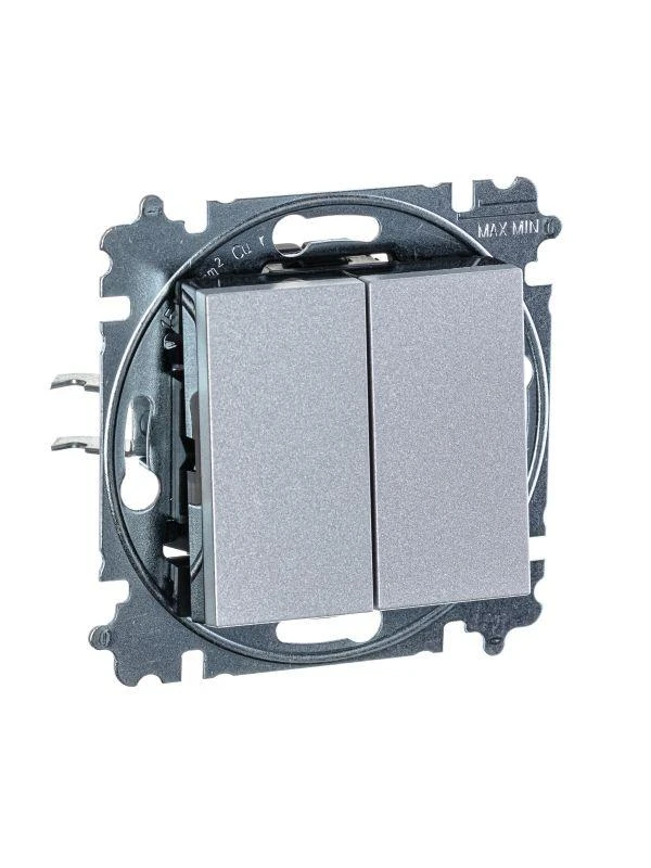 Переключатель 2-кл. СП Levit IP20 серебр./дым. черн. ABB 2CHH595245A6070 3