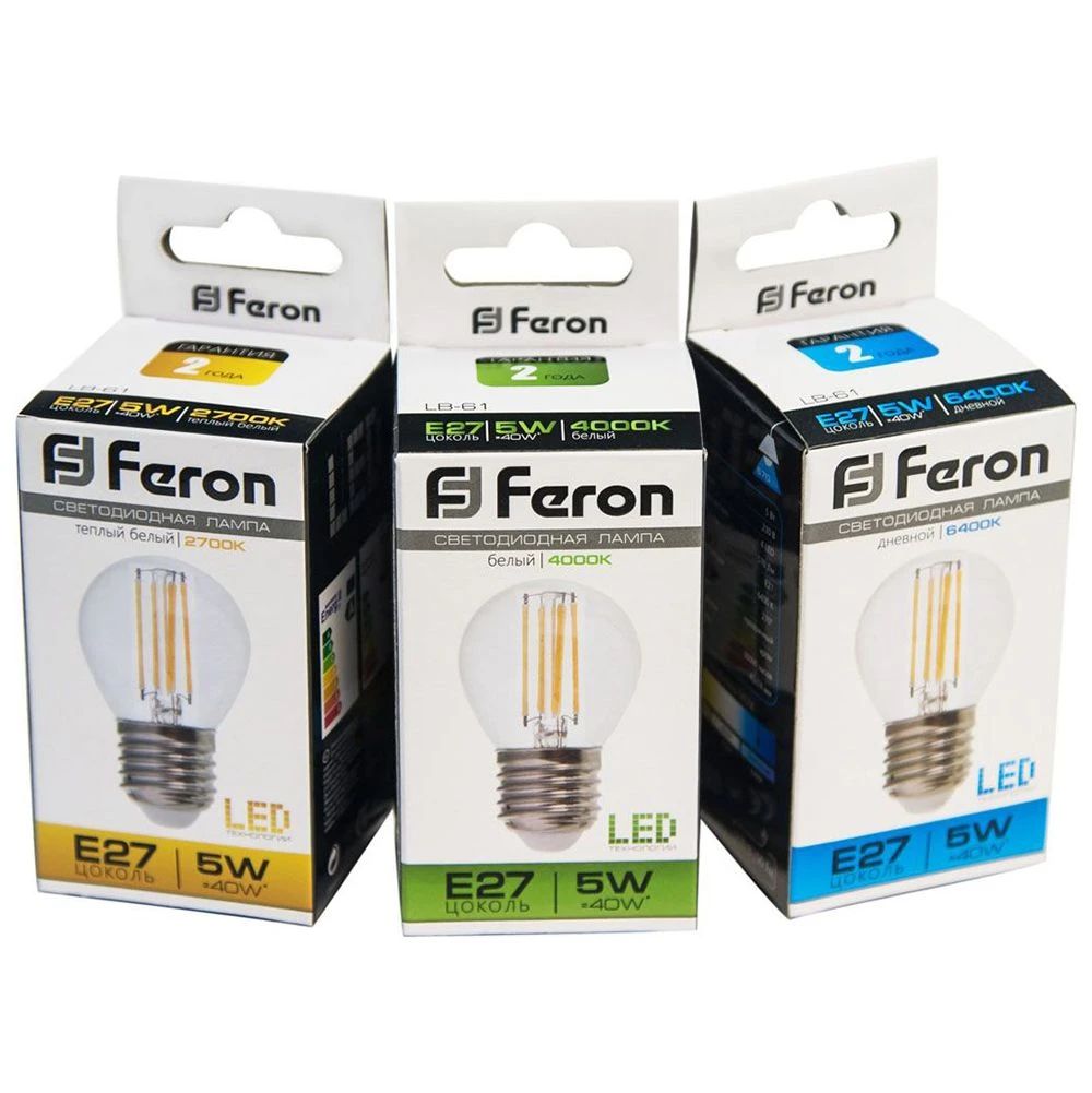 Лампа светодиодная Feron LB-61 Шарик E27 5W 230V 2700K 25581 1