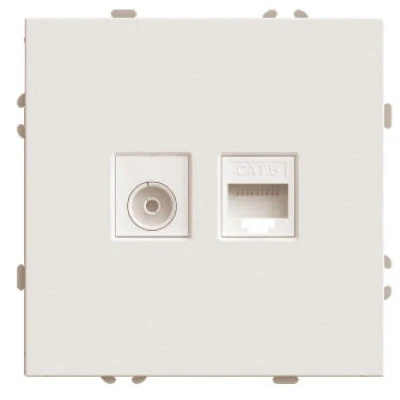 Розетка TV + компьютерная RJ-45 (механизм), STEKKER, серия Эмили, RST00-5106-08, кашемир, soft touch 49898