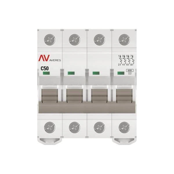 Выключатель автоматический модульный 4п C 50А 6кА AV-6 AVERES EKF mcb6-4-50C-av 2
