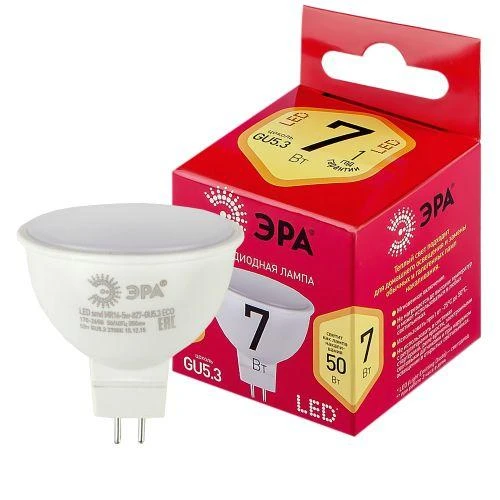 Лампа светодиодная RED LINE LED MR16-7W-827-GU5.3 R 7Вт MR16 софит 2700К тепл. бел. GU5.3 Эра Б0050231 2