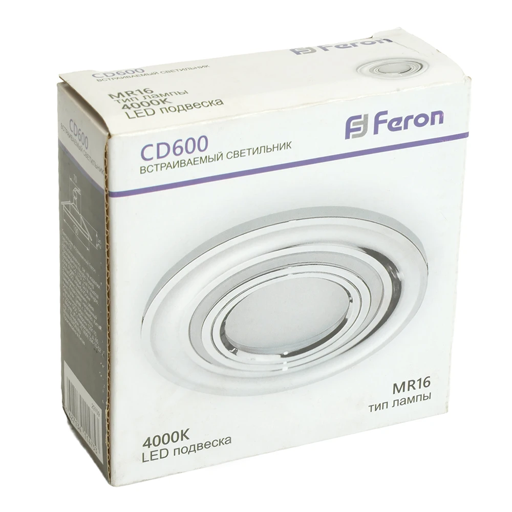 Светильник встраиваемый с белой LED подсветкой Feron CD600 потолочный MR16 G5.3 хром 29709 5