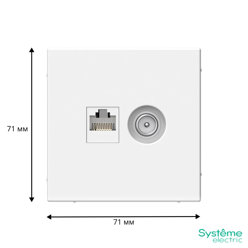 Розетка компьютерная + телевизионная 2-м СП ArtGallery RJ45 кат.5E + TV механизм лотос SE GAL001389 1