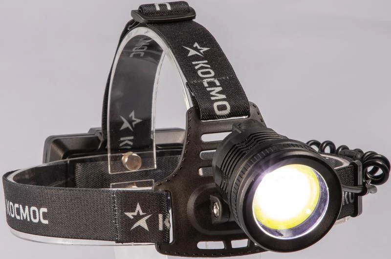 Фонарь налобный аккум. 10Вт P50 LED/Li-ion18650 2х1000мА.ч алюм. КОСМОС KOC855Lit 2