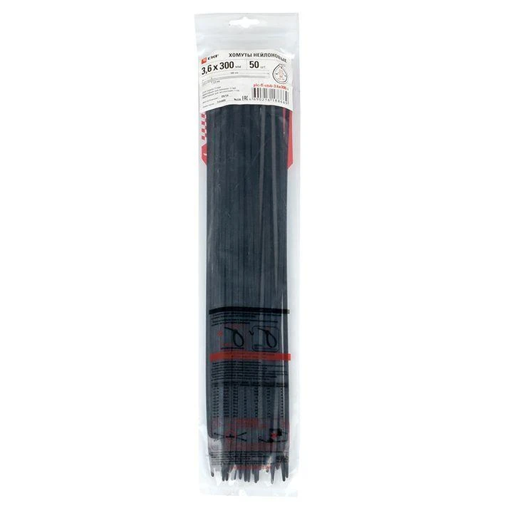 Хомут P6.6 3.6x300 FlexLock стандартный черн. (уп.50шт) PROxima EKF plc-fl-ctsb-3.6x300-r 3