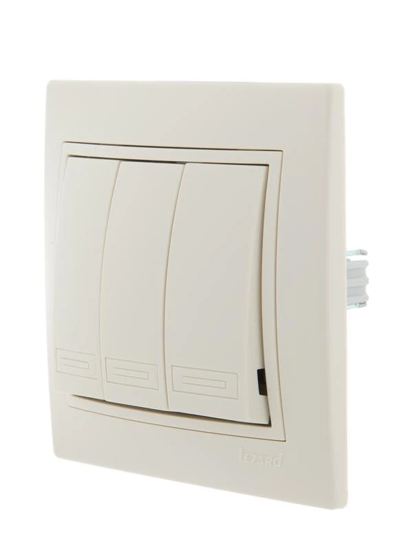 Выключатель 3-кл. СП Mira 10А IP20 со вставкой крем. LEZARD 701-0303-109 1
