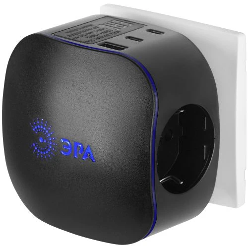Разветвитель 3-м SP-3e-3USBAC-B + 3 USB A+C с заземл. со шторками 16А черн. Эра Б0069082 6