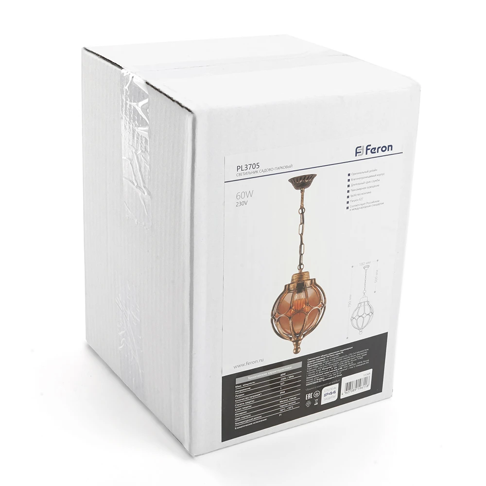 Светильник садово-парковый Feron PL3705 круглый на цепочке 60W 230V E27, черное золото 11369 6