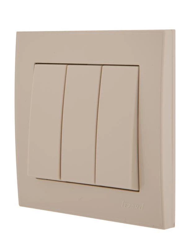 Выключатель 3-кл. СП Rain IP20 крем. LEZARD 703-0303-109 3