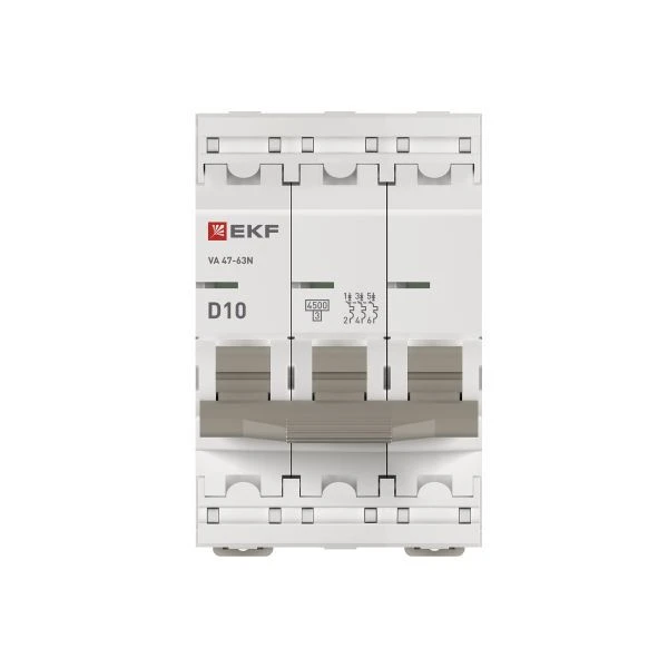 Выключатель автоматический 3п D 10А 4.5кА ВА 47-63N PROxima EKF M634310D 3
