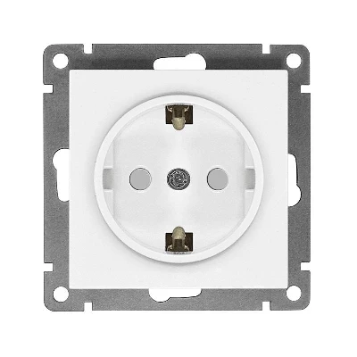 Розетка 1-м СП Афина 16А IP20 с заземл. защ. шторки механизм бел. Universal A0049