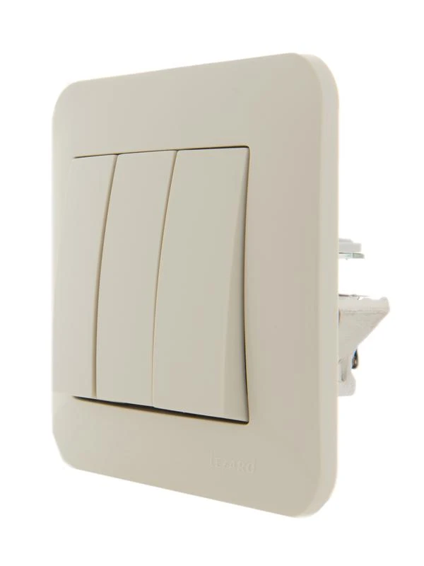 Выключатель 3-кл. 1п СП Karina 10А IP20 механизм крем. LEZARD 707-0388-109 3