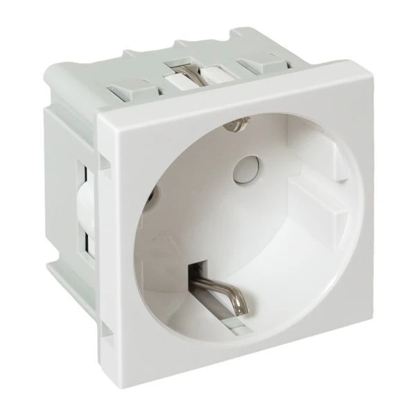 Розетка 1-м 2мод. C-Line РКС-20-30-П 45х45 с заземл. бел. EKF E2MR16-028-10 5