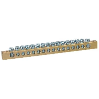 Шина NO-122-07 PEN "земля-ноль" 6х9мм 16/2 с креплениями по краям латунь ЭРА Б0047221