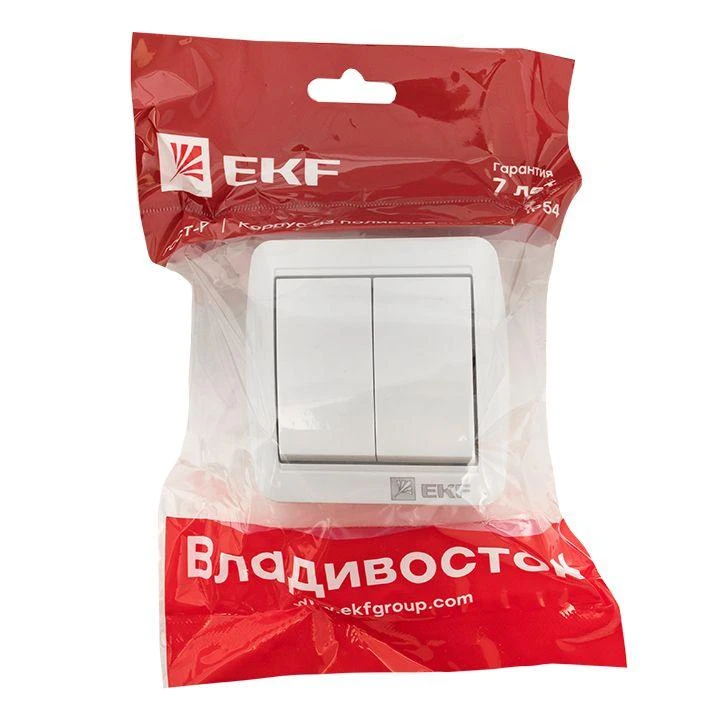 Выключатель 2-кл. ОП Владивосток 10А IP54 бел. PROxima EKF EQR16-023-30-54 2
