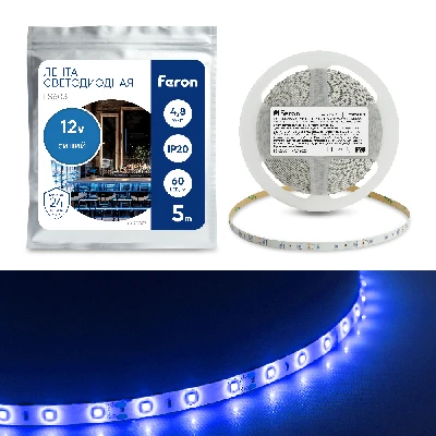 Светодиодная LED лента Feron LS603, 60SMD(2835)/m 4.8W/m 12V 5m синий 27673