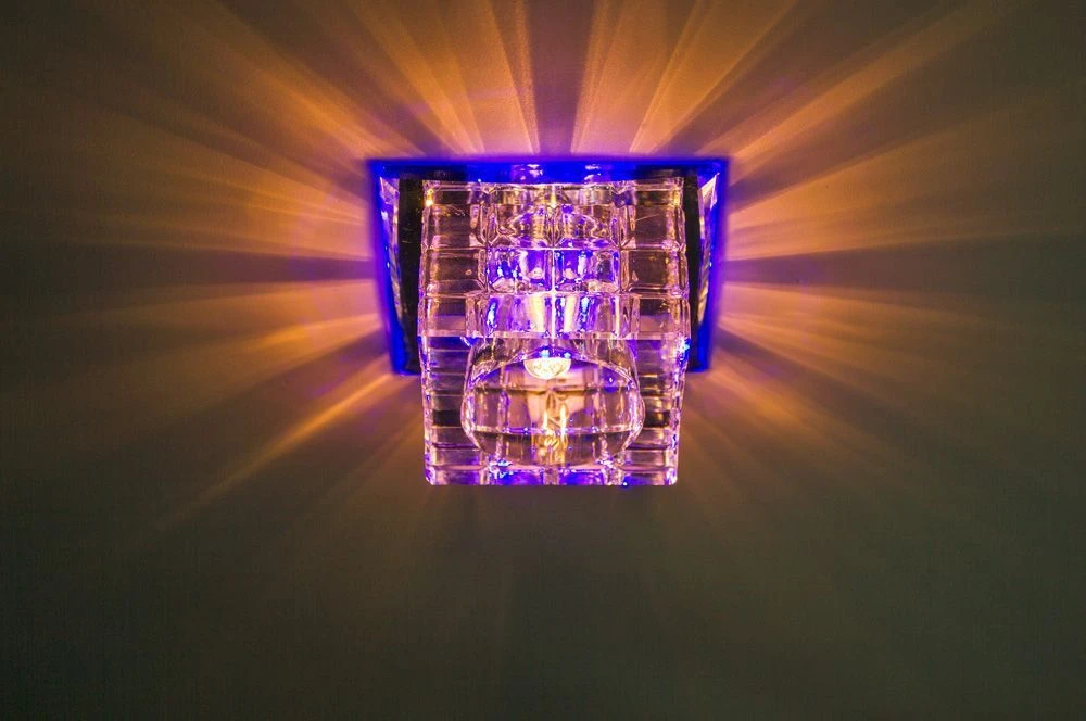 Светильник встраиваемый с разноцветной LED подсветкой Feron JD106 JCD9 прозрачный 27878 1