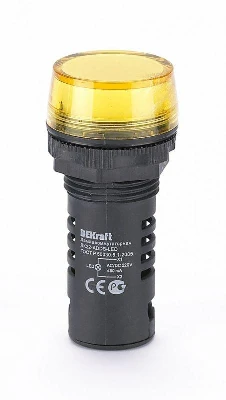 Лампа коммутационная ADDS ЛК-22 d22мм 220В AC/DC желт. LED DEKraft 25120DEK