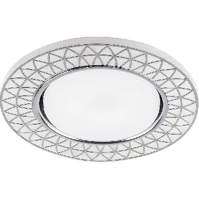 Светильник встраиваемый с белой LED подсветкой Feron CD9914 потолочный GX53 без лампы, матовый белый, хром 32982