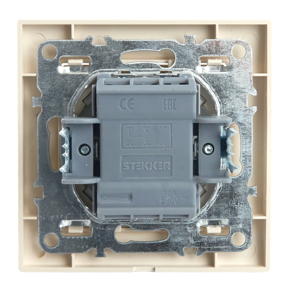 Переключатель 1-клавишный STEKKER PSW10-9005-02, 250В, 10А, серия Эрна, слоновая кость 39618 3