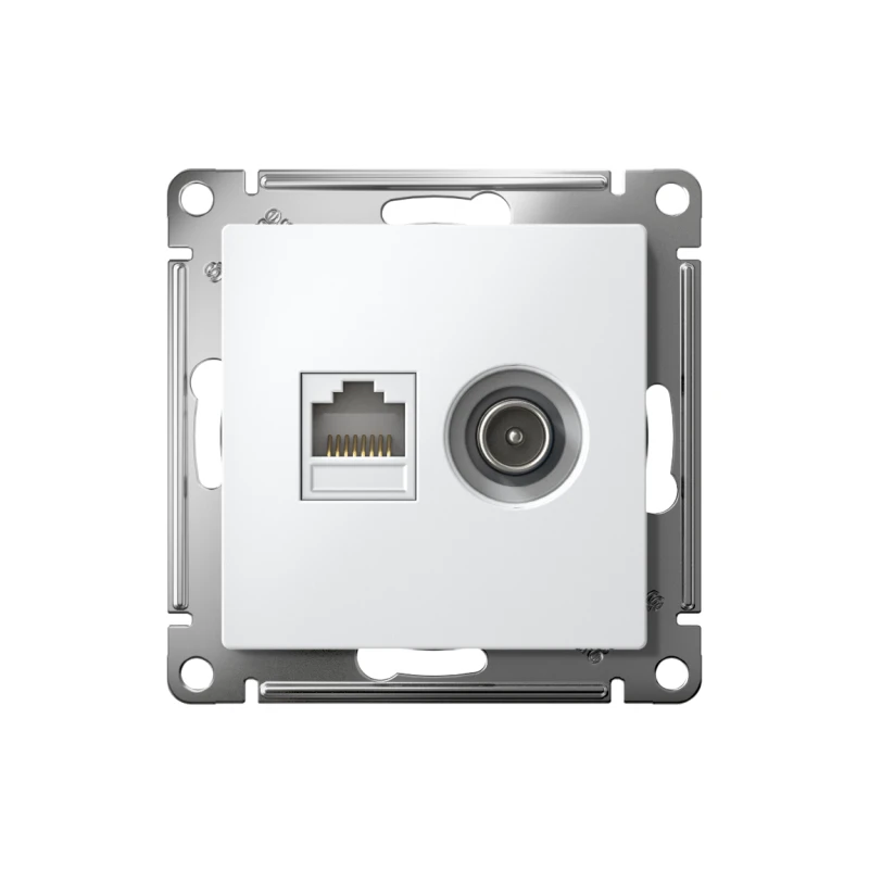 Розетка компьютерная + телевизионная 2-м СП AtlasDesign RJ45 кат.5E + TV механизм бел. SE ATN000189 1