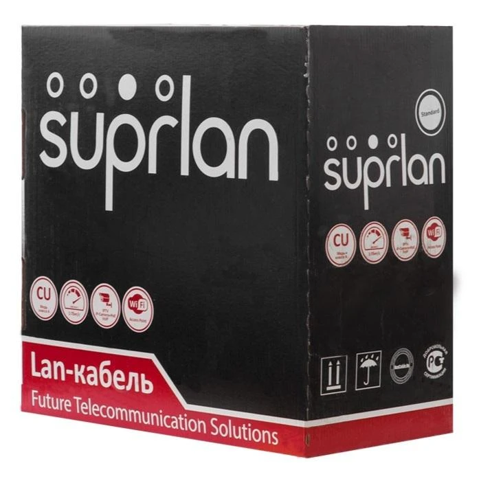 Кабель витая пара U/UTP кат.5E 4х2х24AWG solid Cu PE Outdoor Standart черн. (м) SUPRLAN 01-0325-1 1