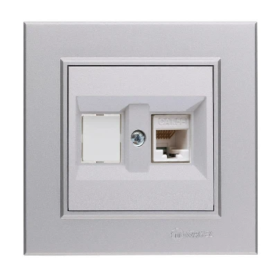 Розетка компьютерная+гнездо СП Karea 16А IP20 CAT 5 сереб. Makel 56065035