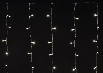 Гирлянда "Бахрома" 4.5х0.7м 200LED тепл. бел. IP44 провод прозр. 230В транзит IEK LGDU301-1-200-L3-T-S-44