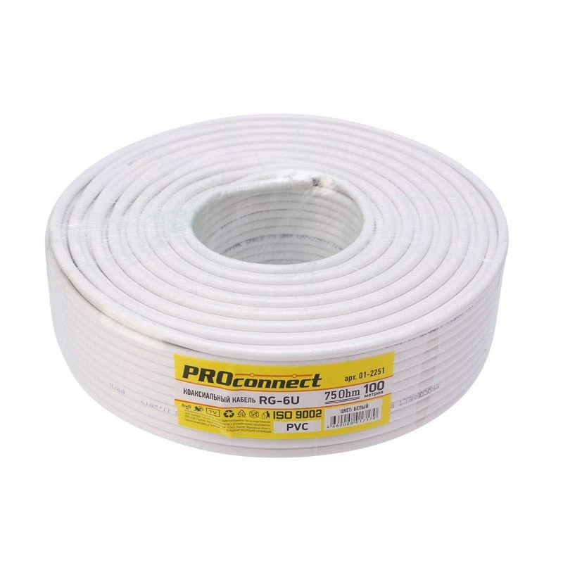 Кабель RG-6U (32%) 75Ом LIGHT Б (уп.100м) PROCONNECT 01-2251 2
