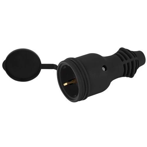 Розетка RX11-B-IP44 16А IP44 прямая с заземл. каучук черн. ЭРА Б0069325 2