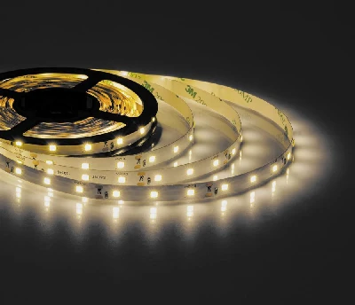 Лента светодиодная, 60SMD(2835)/m 4.8W/m DC12V 5м, IP20, теплый белый на белом основании, SST03-60 55050