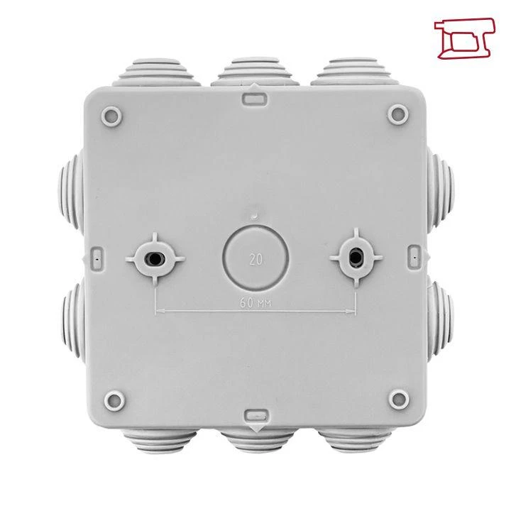 Коробка распределительная КМР-030-014 100х100х50 IP55 с крышкой для прямого монтажа 10 мембранных вводов сер. розн. стикер EKF plc-kmr-030-014-r 5