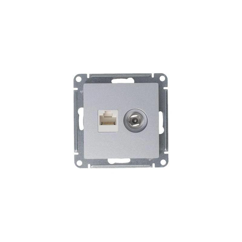 Розетка компьютерная + телевизионная 2-м СП AtlasDesign RJ45 кат.5E + TV механизм алюм. SE ATN000389 5