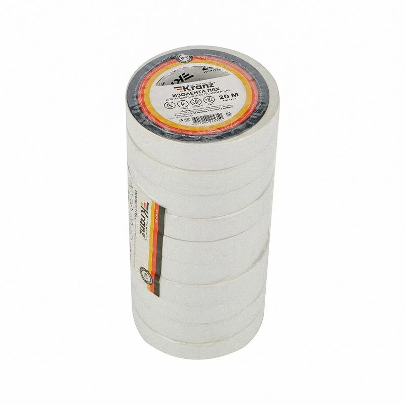 Изолента ПВХ 0.13х15мм 20м бел. Kranz KR-09-2601 1