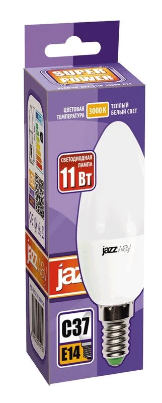 Лампа светодиодная PLED-SP 11Вт C37 3000К E14 230В/50Гц JazzWay 5019157 1