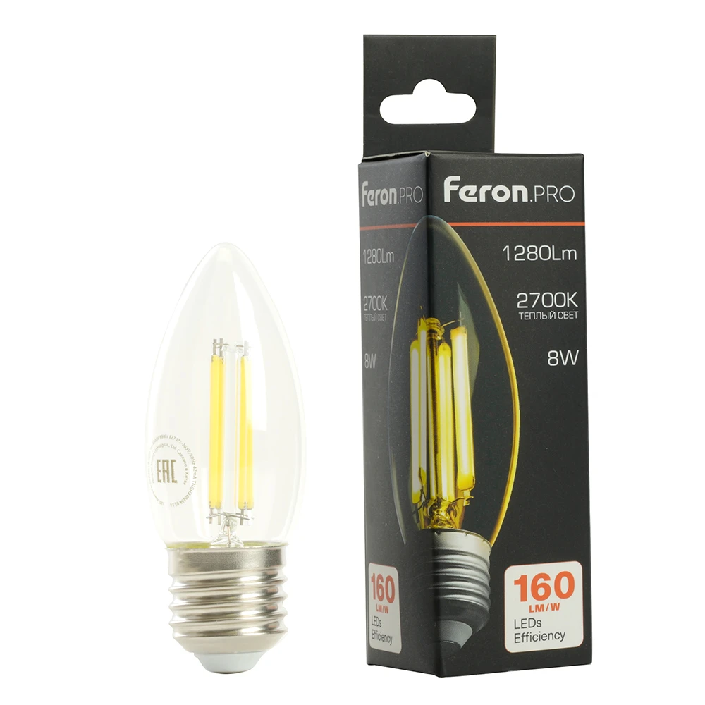 Лампа светодиодная Feron.PRO LB-1208 Свеча E27 8W 175-265V 2700K 51241 7