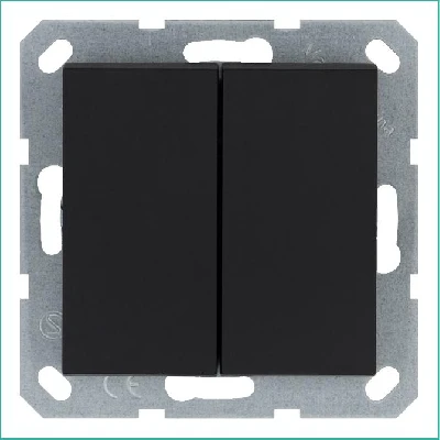 Переключатель проходной 2-кл. 10А IP20 механизм черн. матов. soft touch Jasmart G3022PB