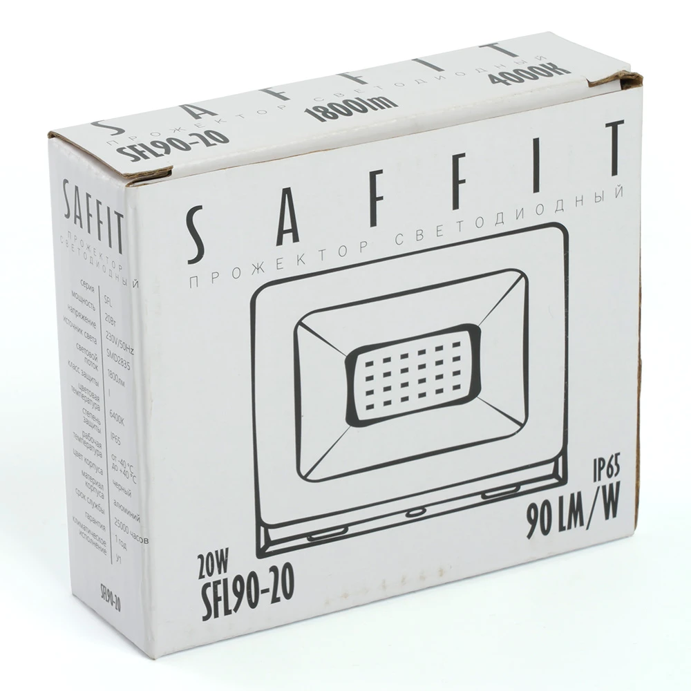 Светодиодный прожектор SAFFIT SFL90-20 IP65 20W 4000K черный 55075 6