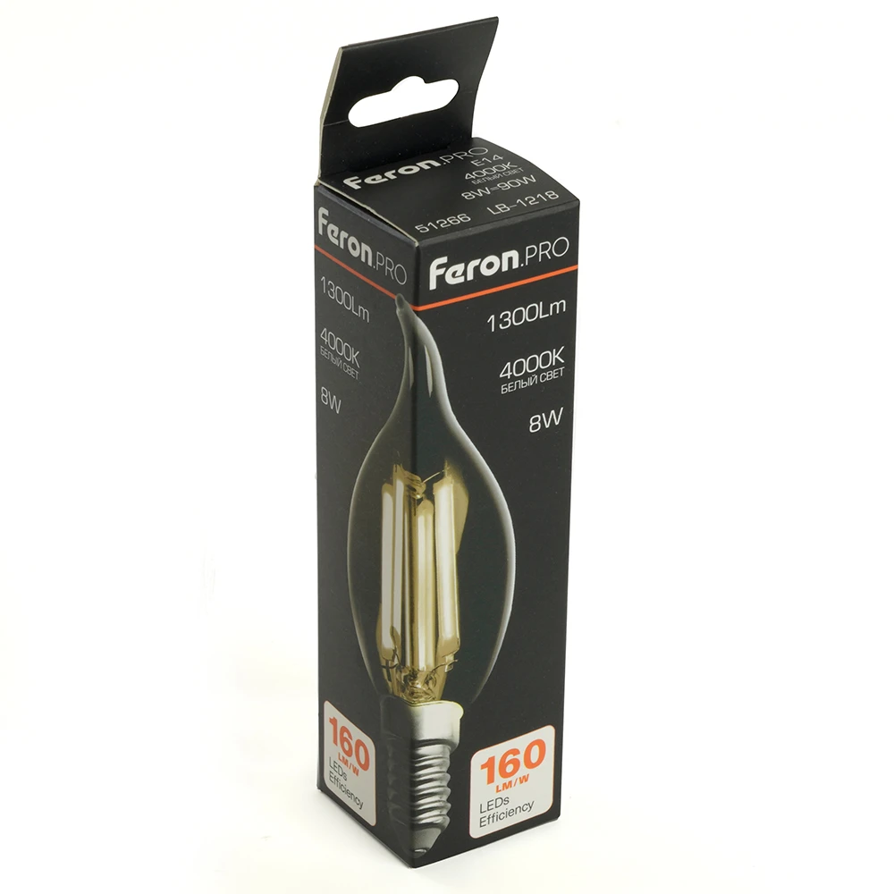 Лампа светодиодная Feron.PRO LB-1218 Свеча на ветру E14 1300LM 8W 175-265V 4000K 51266 8