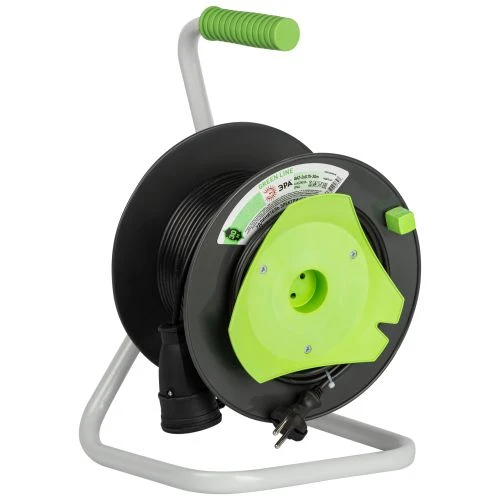 Удлинитель на пластик. катушке 1х30м без заземл. 6А IP44 GREEN LINE GAZ-2x0.75-30m ПВС 2х0.75 Эра Б0065111 2
