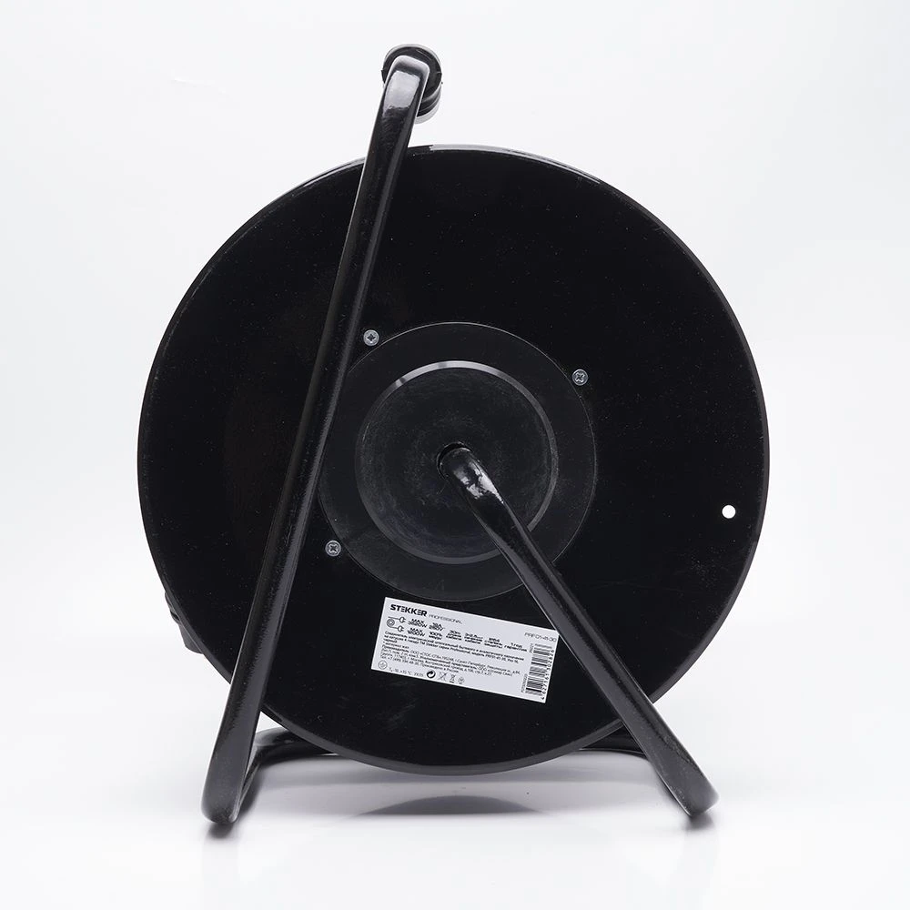 Удлинитель на металлической катушке Stekker PRF01-41-30, 30м, 4 гнезда с/з, 3*2,5, черный, серия Professional (УХз-16) 39221 3