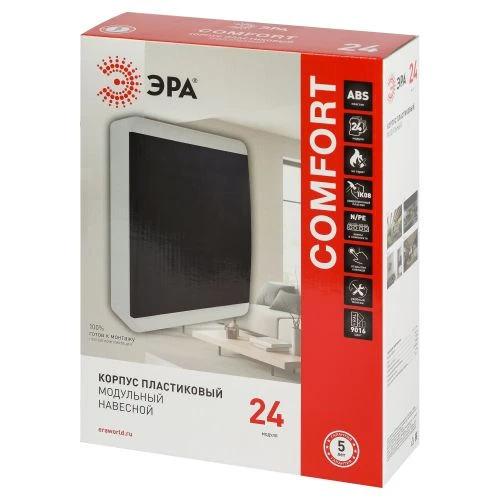 Корпус навесной COMFORT ЩРН-П-24 IP41 пластик. прозр. крышка бел. bs24cw Эра Б0067244 3