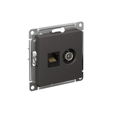 Розетка компьютерная + телевизионная 2-м СП AtlasDesign RJ45 кат.5E + TV механизм базальт SE ATN001489
