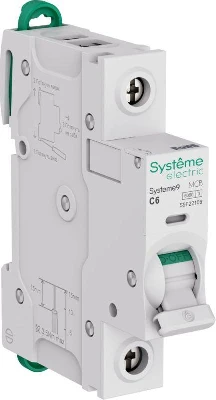 Выключатель автоматический 1п C 6А 6кА Systeme9 230В SE S9F22106