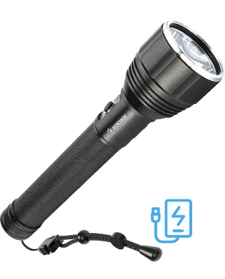 Фонарь аккумуляторный ручной 20Вт LED съемные Li-ion 26650 4000мА.чx2шт=8000мА.ч Power-bank корпус анодир. алюм. индикатор уровня заряда USB-шнур type C ремешок ручной КОСМОС KOC131Lit