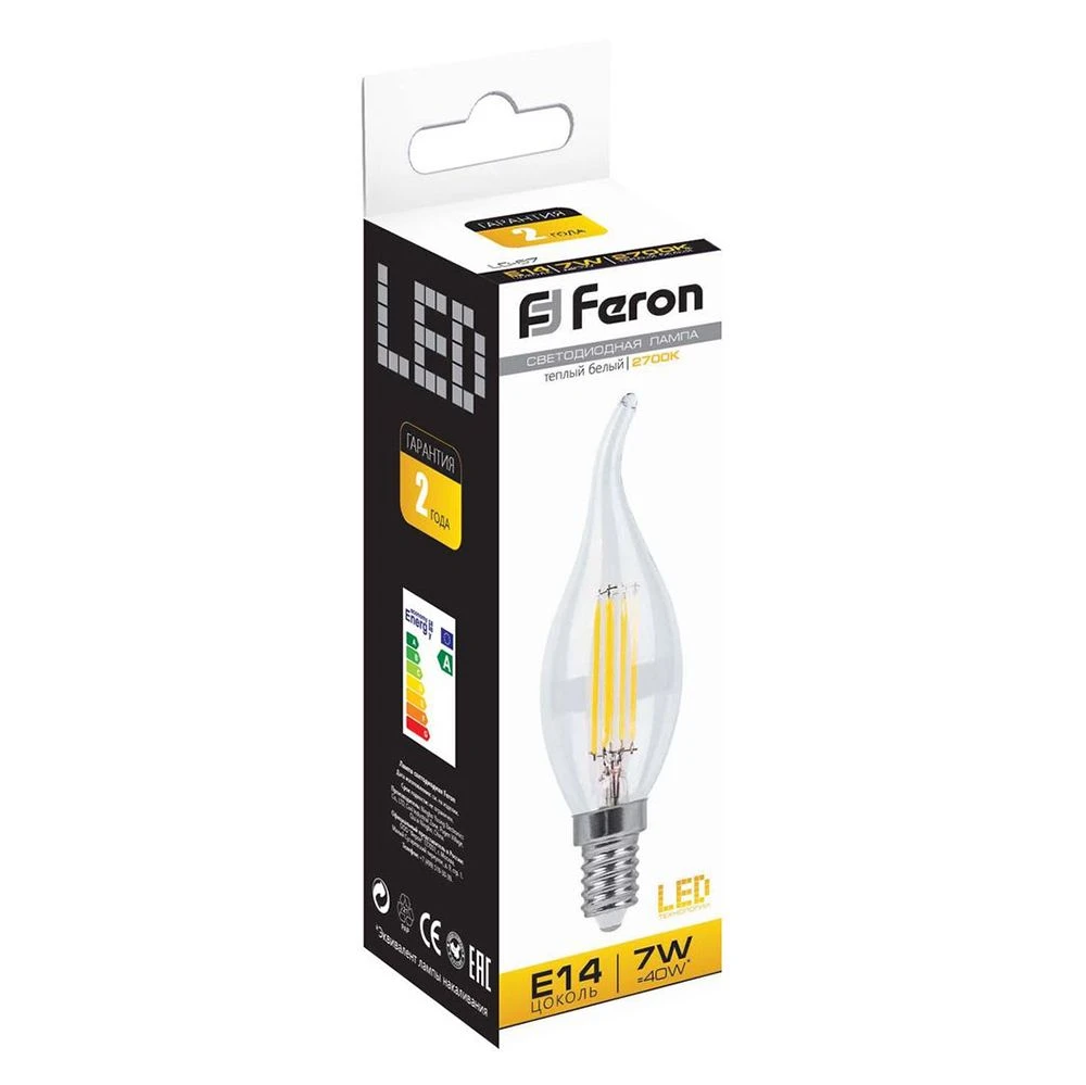 Лампа светодиодная Feron LB-67 Свеча на ветру E14 7W 230V 2700K 25727 2