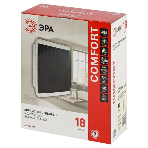 Корпус встраиваемый COMFORT ЩРВ-П-18 IP40 пластик. прозр. крышка бел. bf18cw Эра Б0067251 3
