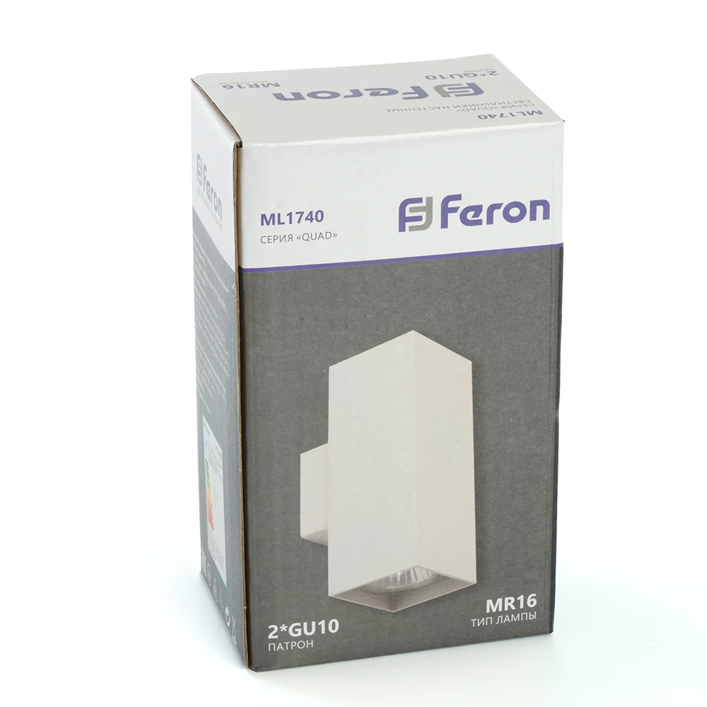 Светильник настенный Feron ML1740 QUAD MR16 35W, 230V, 2*GU10, белый IP20 48428 6